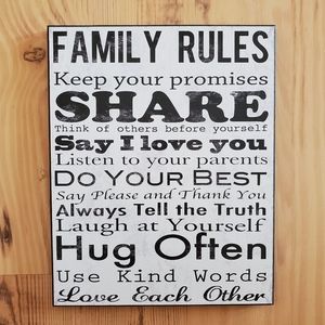 Family Rules Wooden Wall Hanging